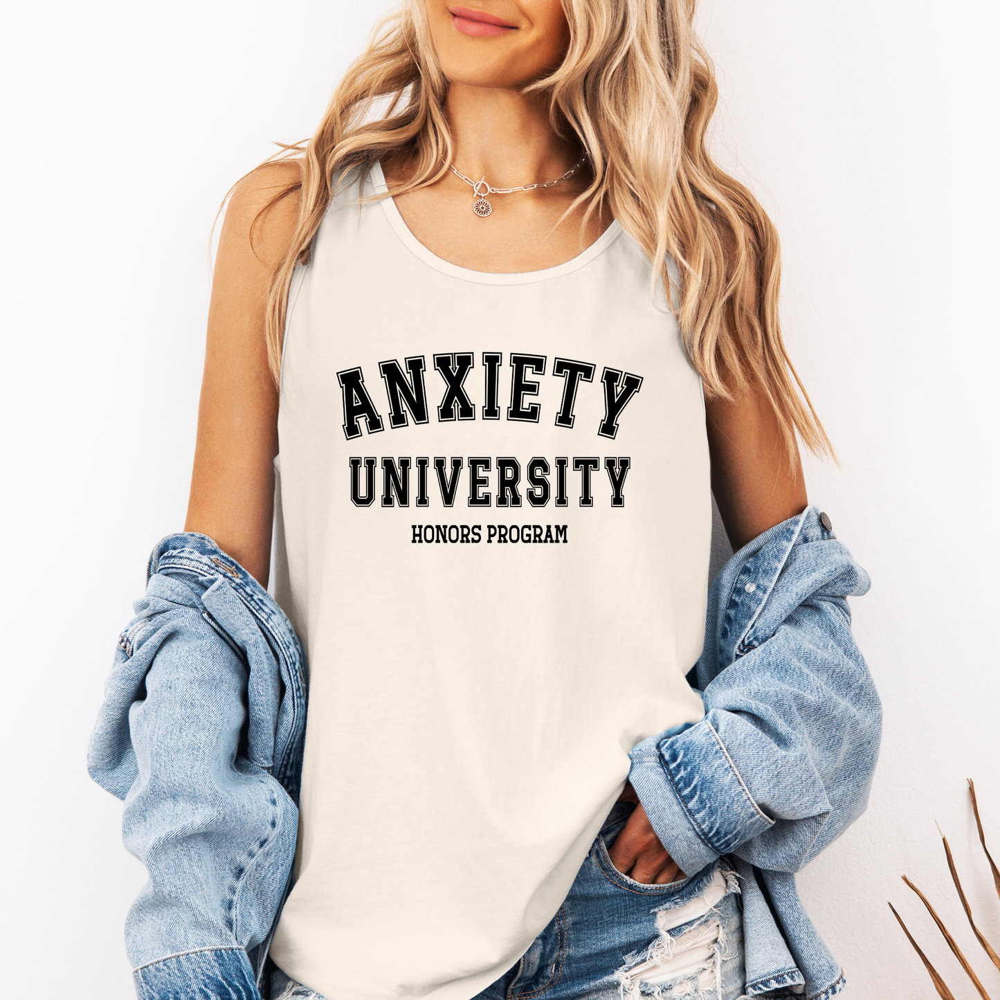 Anxiety University, Sassy, Sarcastic, Minimalist, Funny Comfort Colors Tank Top