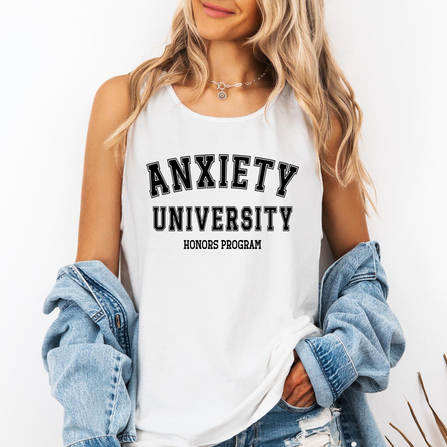 Anxiety University, Sassy, Sarcastic, Minimalist, Funny Comfort Colors Tank Top