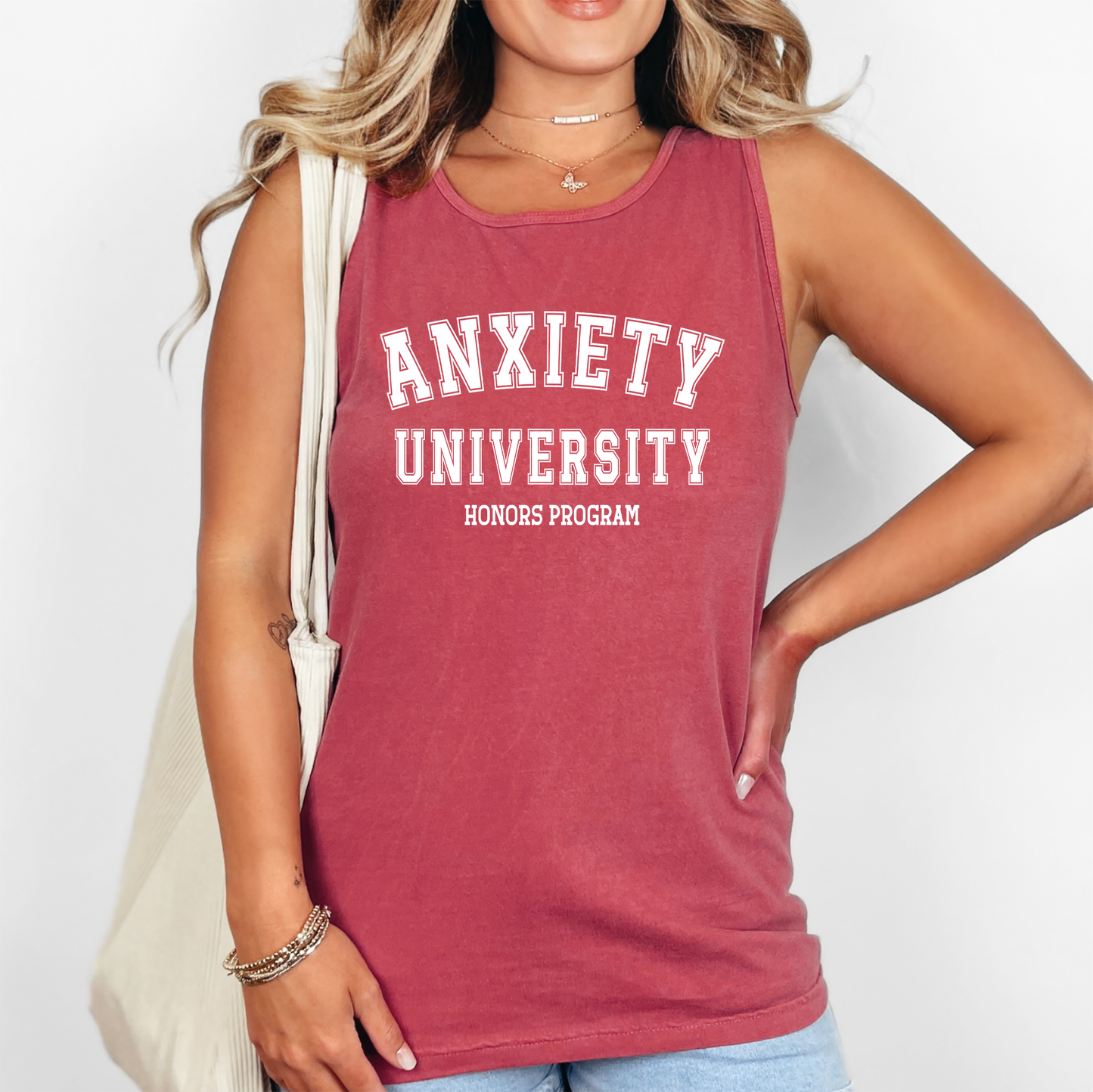 Anxiety University, Sassy, Sarcastic, Minimalist, Funny Comfort Colors Tank Top