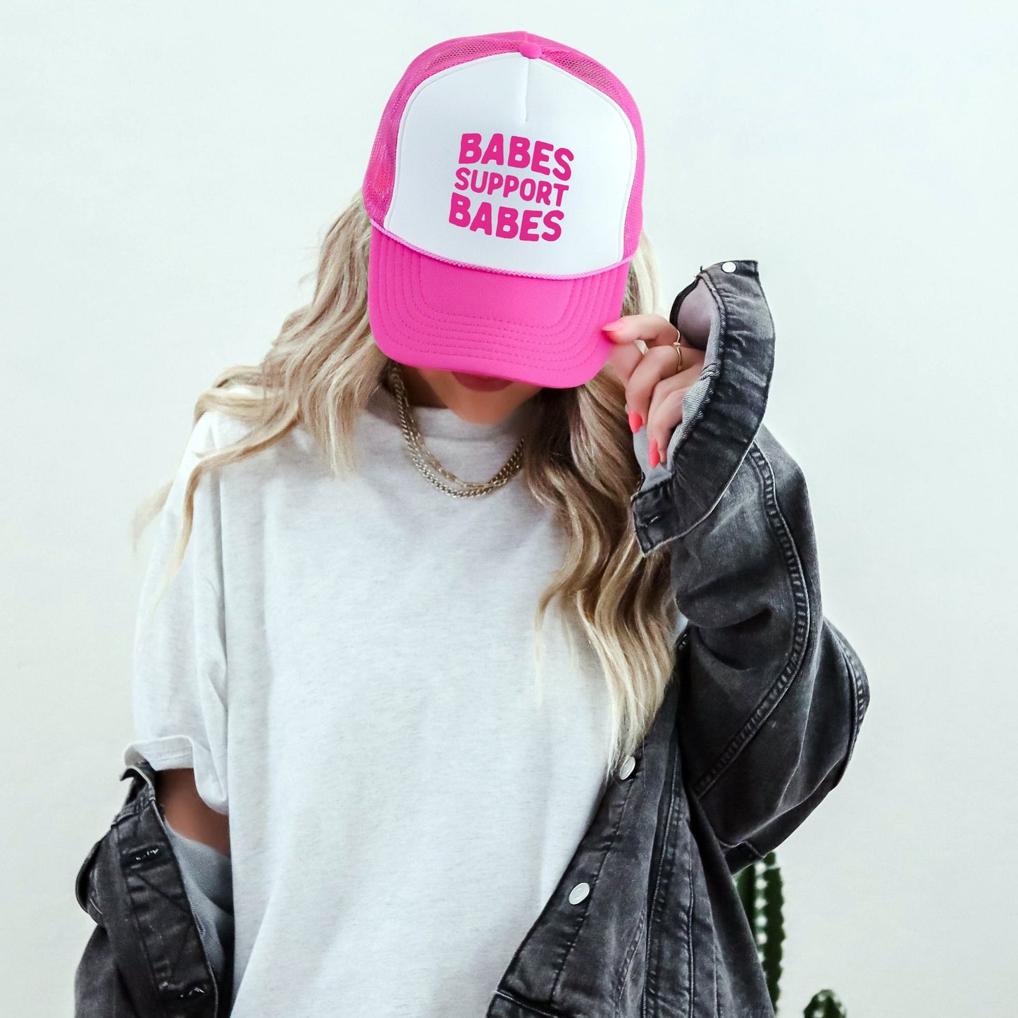 Babes Support Babes, Sassy, Funny, Bright Pink Snapback Trucker Hat