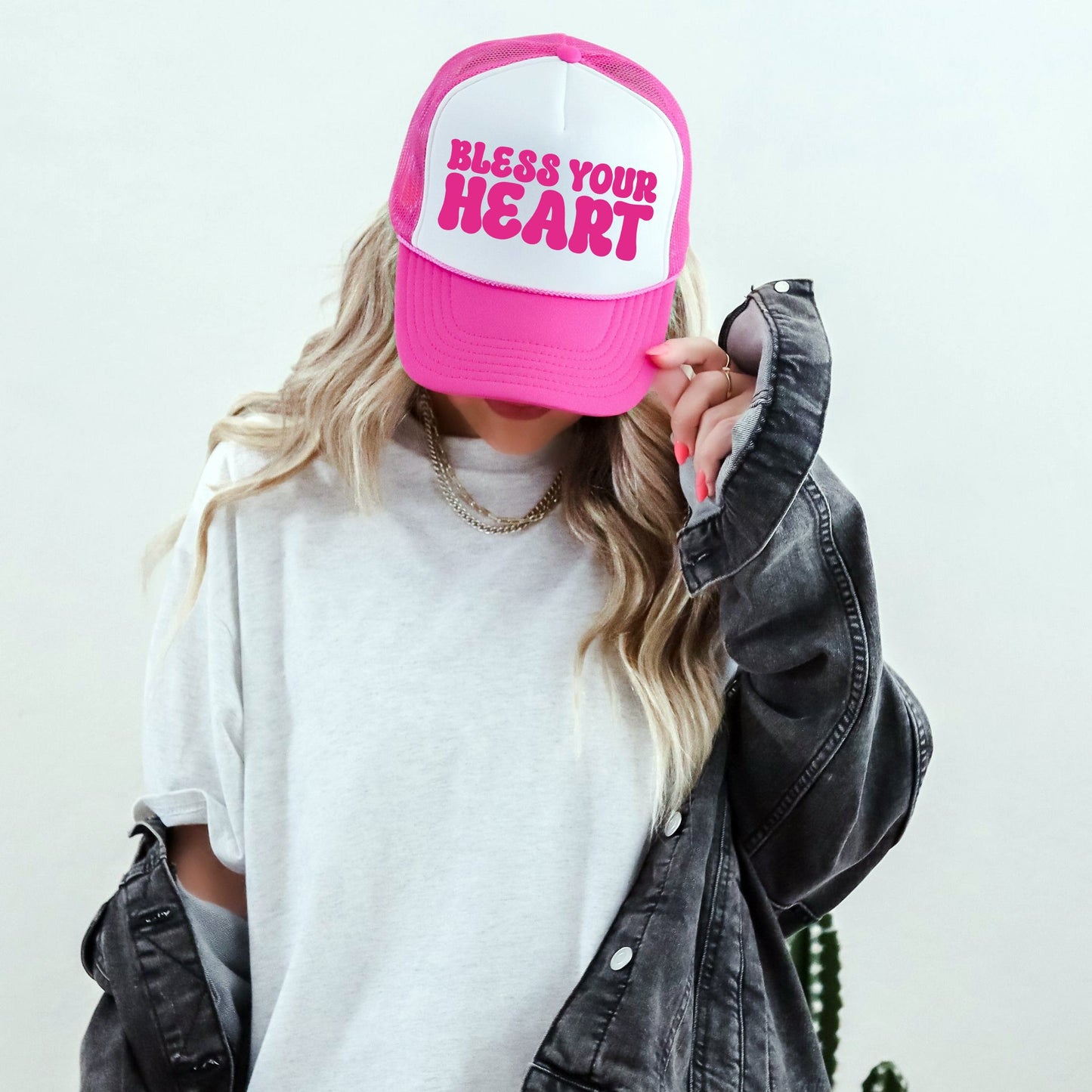 Bless Your Heart, Sassy, Funny, Bright Pink Snapback Trucker Hat