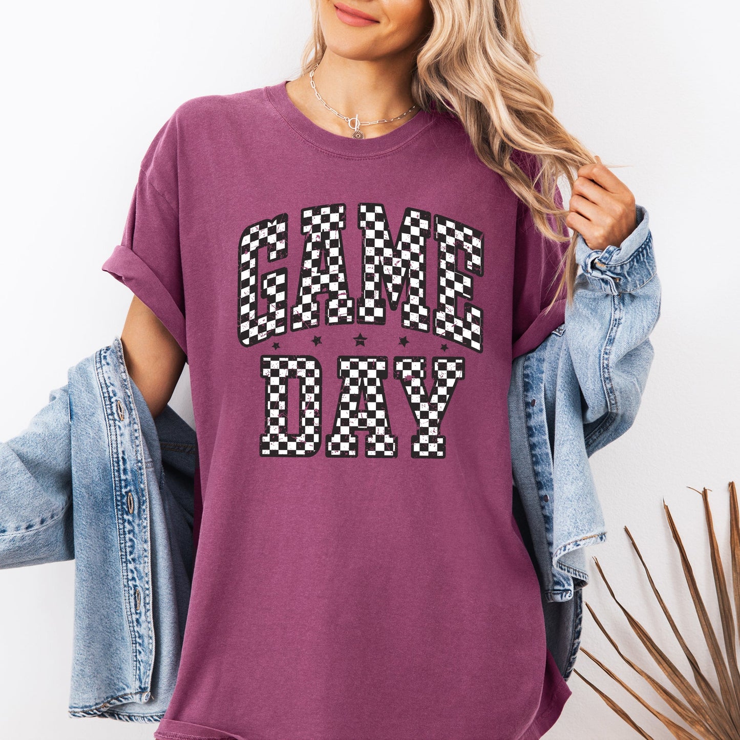 Game Day, Checkered, Football, Sports, Big Game, Touchdown, Tailgate Party Tshirt Comfort Colors T-Shirt