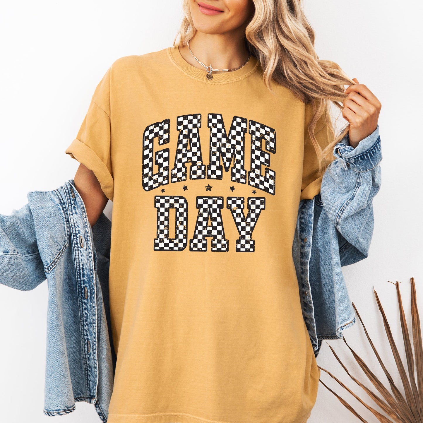 Game Day, Checkered, Football, Sports, Big Game, Touchdown, Tailgate Party Tshirt Comfort Colors T-Shirt