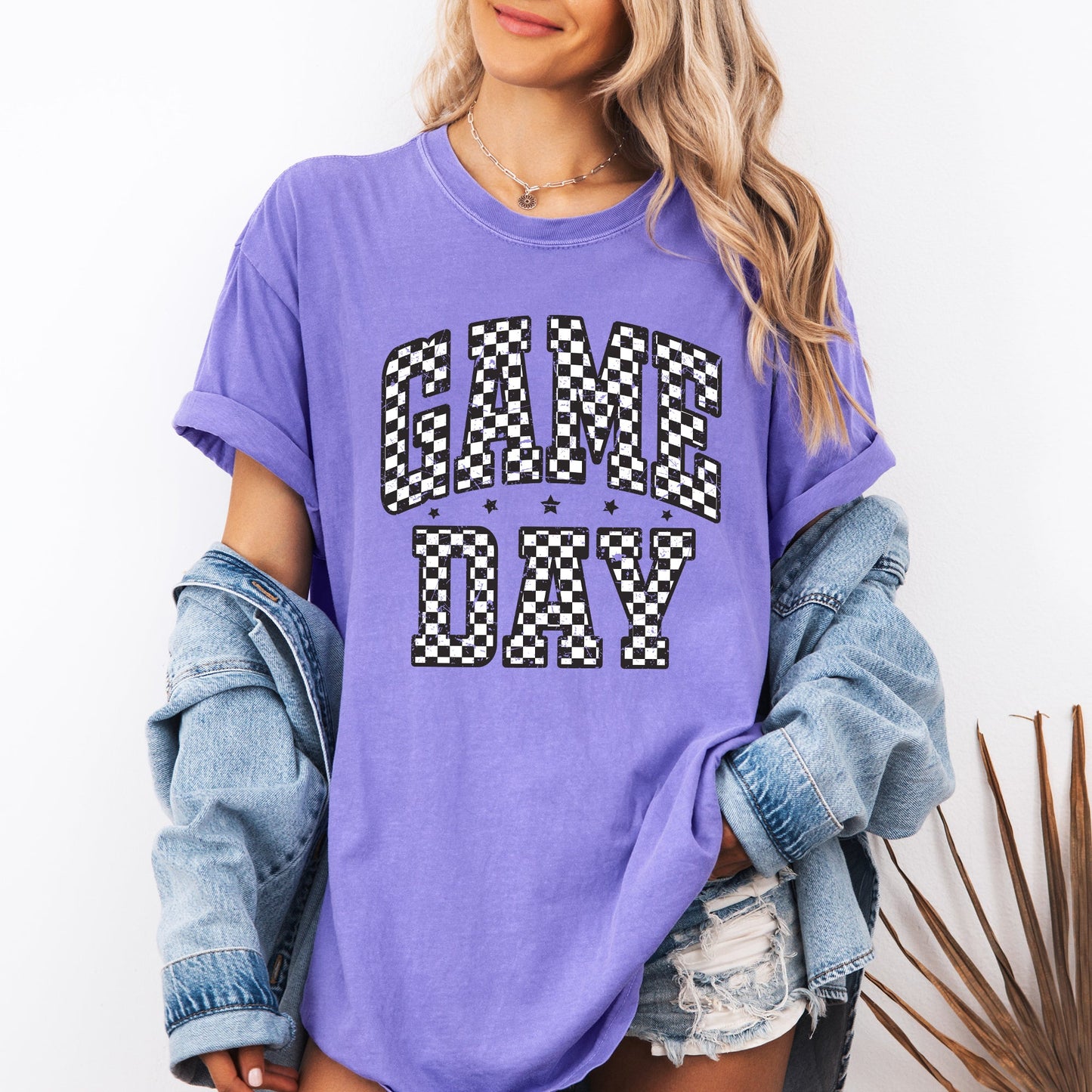 Game Day, Checkered, Football, Sports, Big Game, Touchdown, Tailgate Party Tshirt Comfort Colors T-Shirt