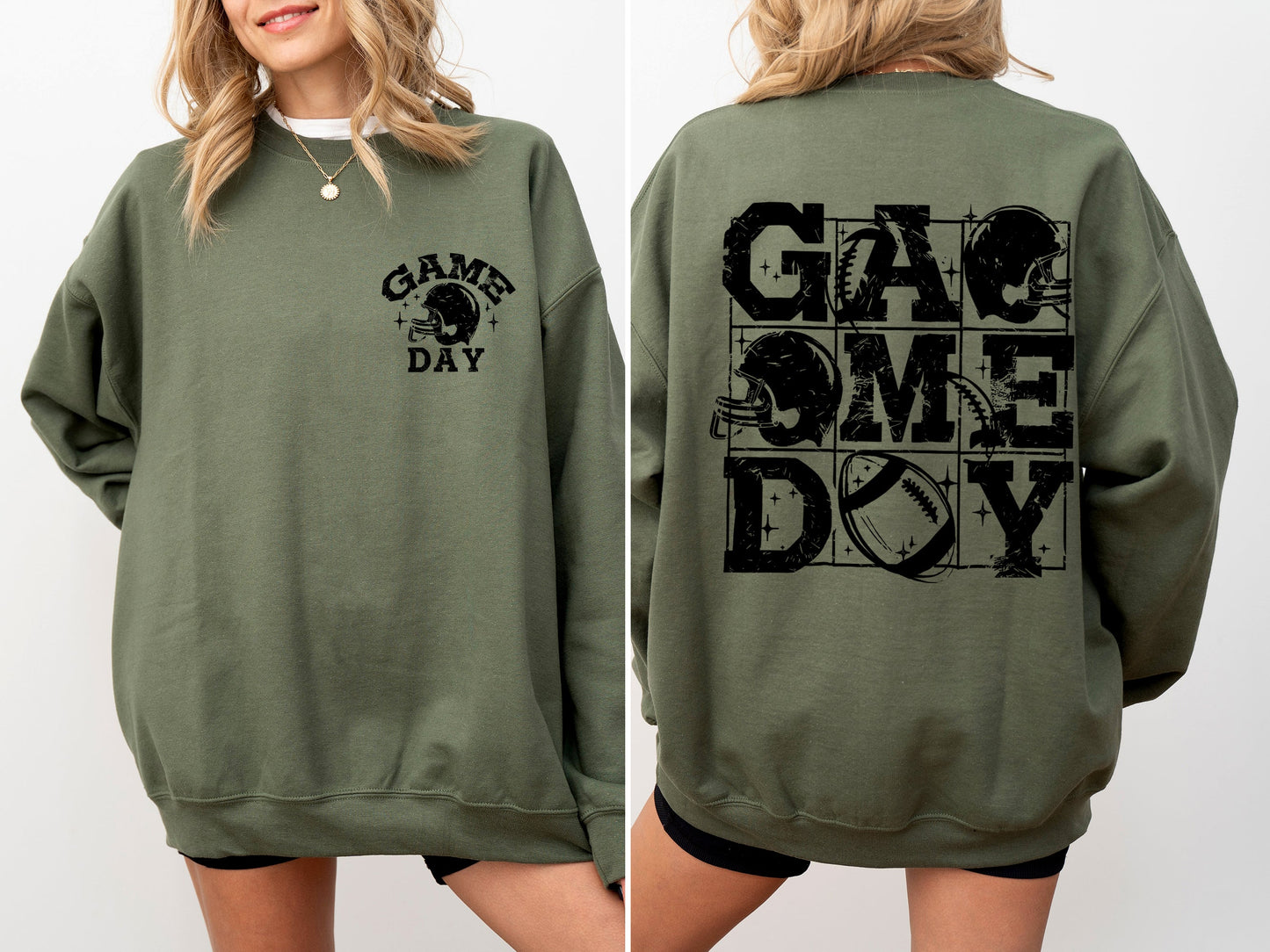 Game Day, Front and Back, Football, Sports, Big Game, Touchdown, Tailgate Party Sweatshirt