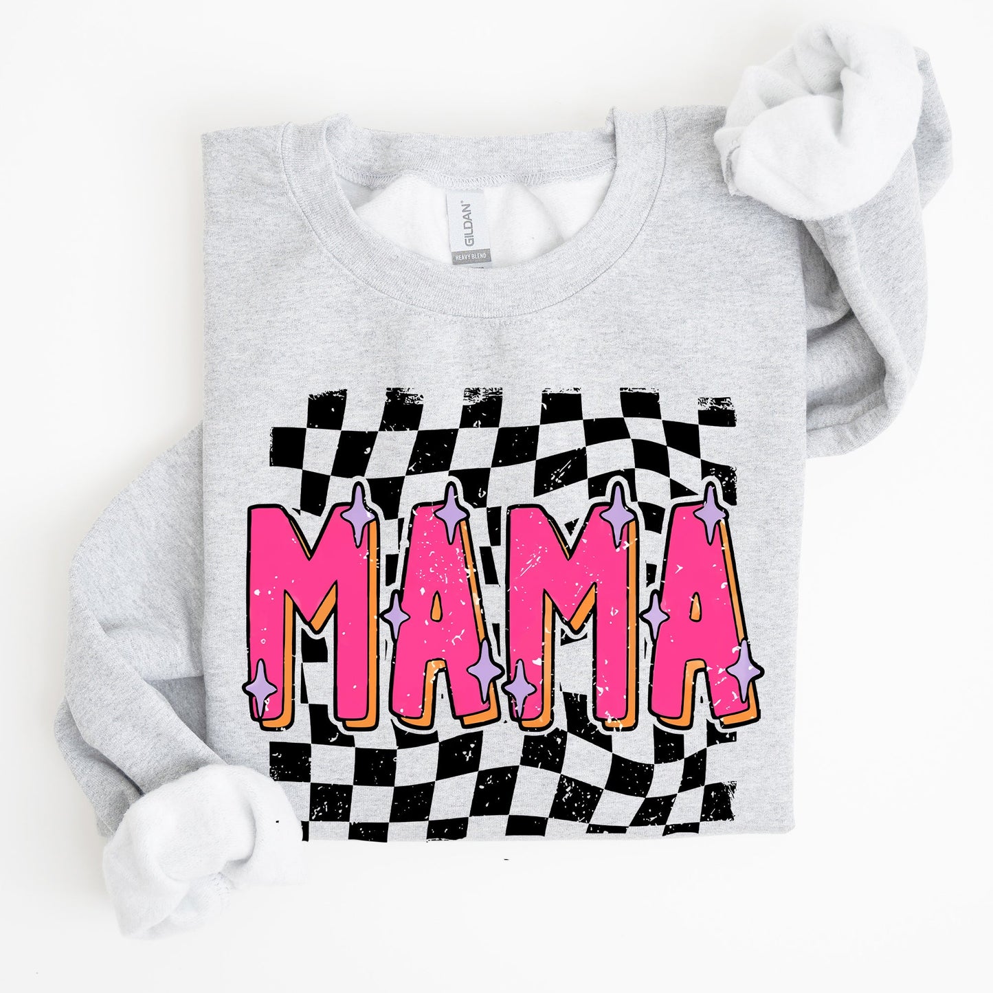 Mama, Checkered, Vibrant, Retro, Vintage Sweatshirt